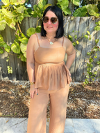 Brunch to Toasts Peplum Top & Wide Leg Pant Set