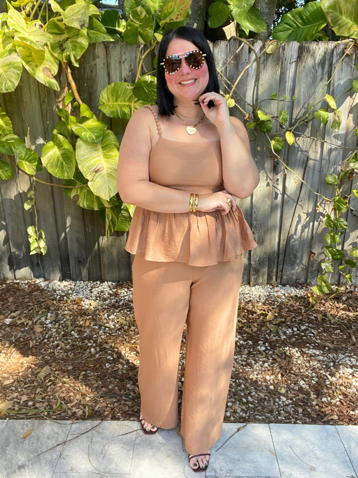 Brunch to Toasts Peplum Top & Wide Leg Pant Set