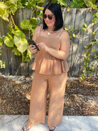 Brunch to Toasts Peplum Top & Wide Leg Pant Set