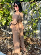 Brunch to Toasts Peplum Top & Wide Leg Pant Set