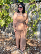 Brunch to Toasts Peplum Top & Wide Leg Pant Set