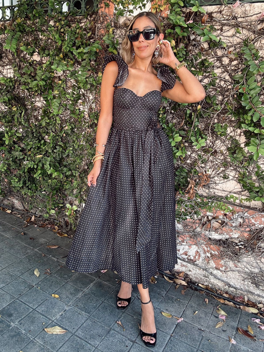 Delicate Pin Dots Corset Midi Dress
