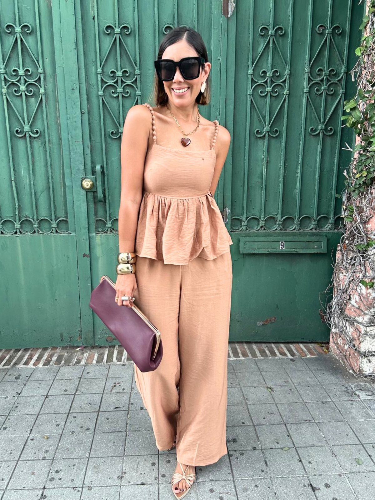 Brunch to Toasts Peplum Top & Wide Leg Pant Set