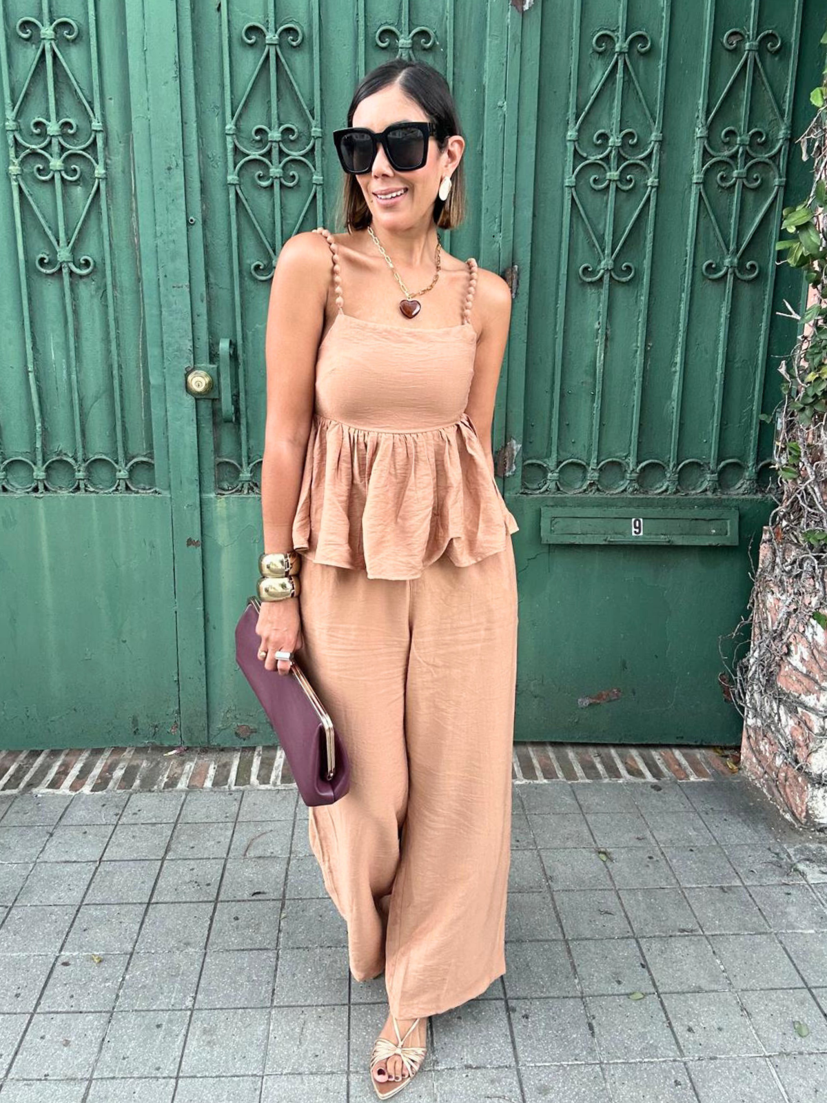 Brunch to Toasts Peplum Top & Wide Leg Pant Set