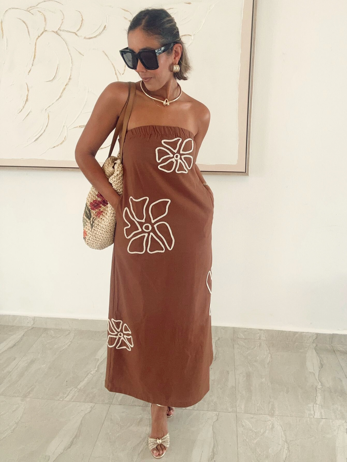 Serafina Embroidered Midi Dress