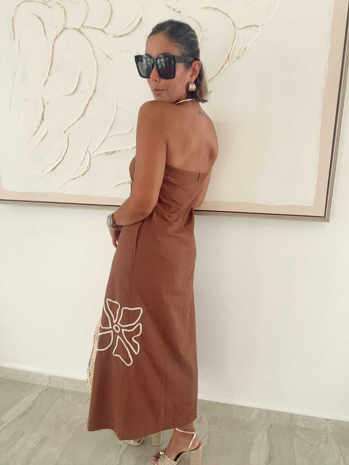 Serafina Embroidered Midi Dress