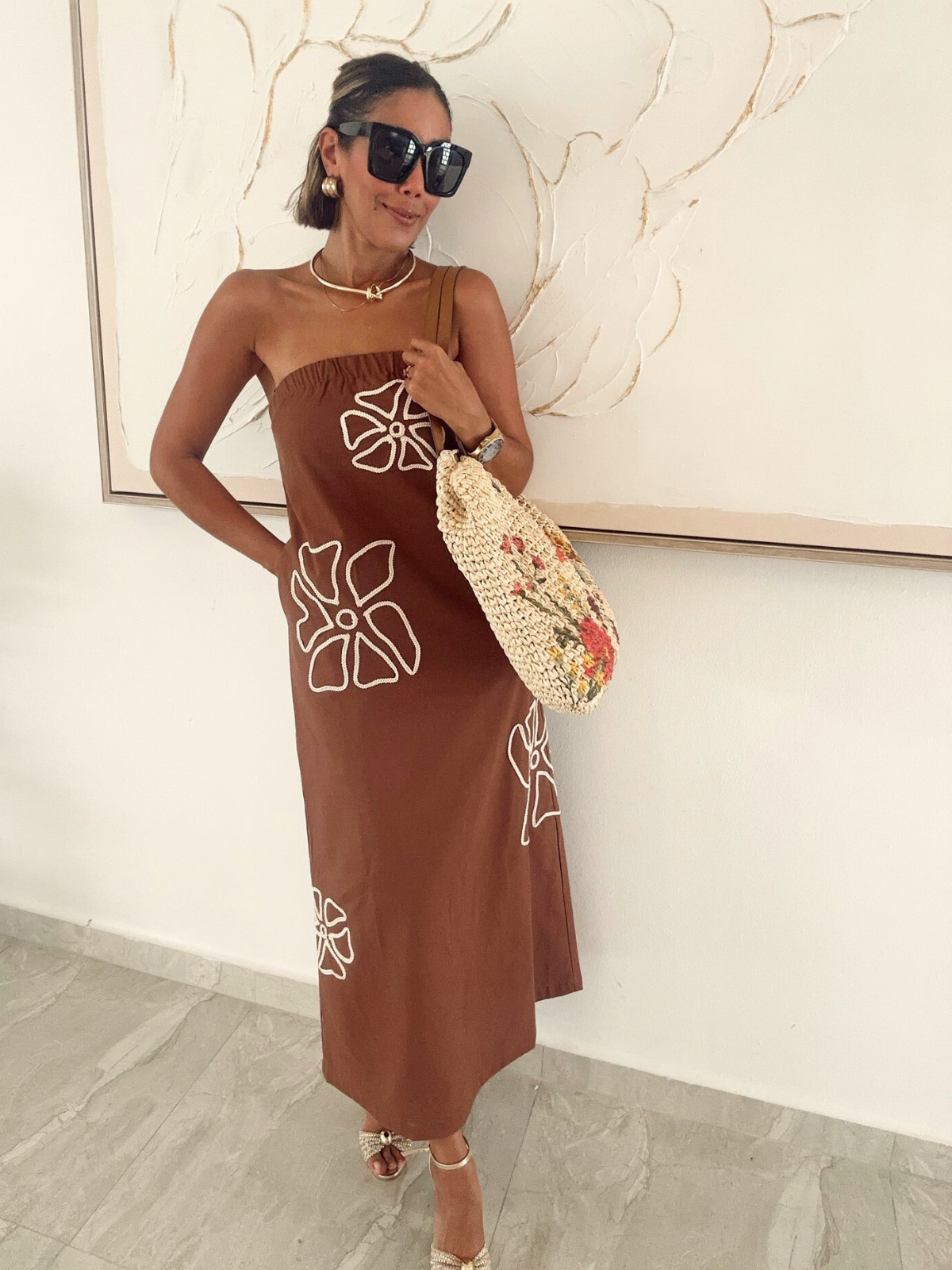 Serafina Embroidered Midi Dress