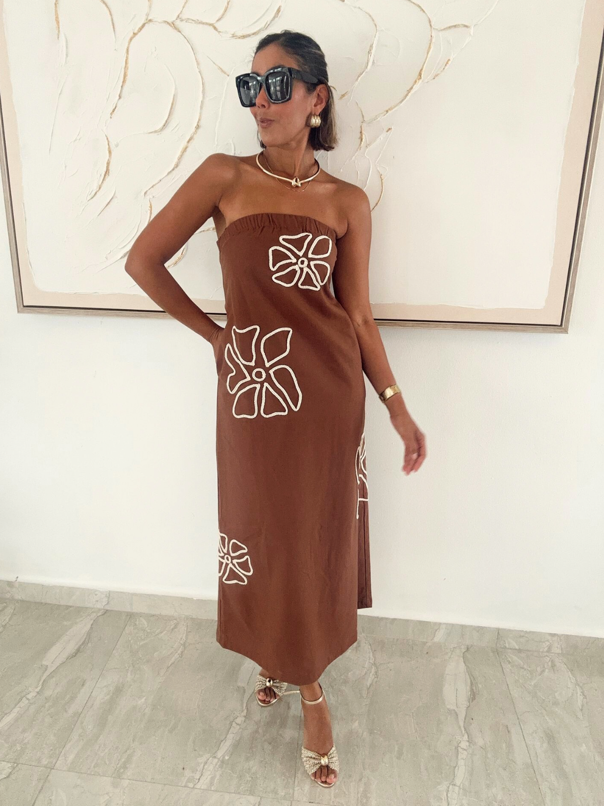 Serafina Embroidered Midi Dress