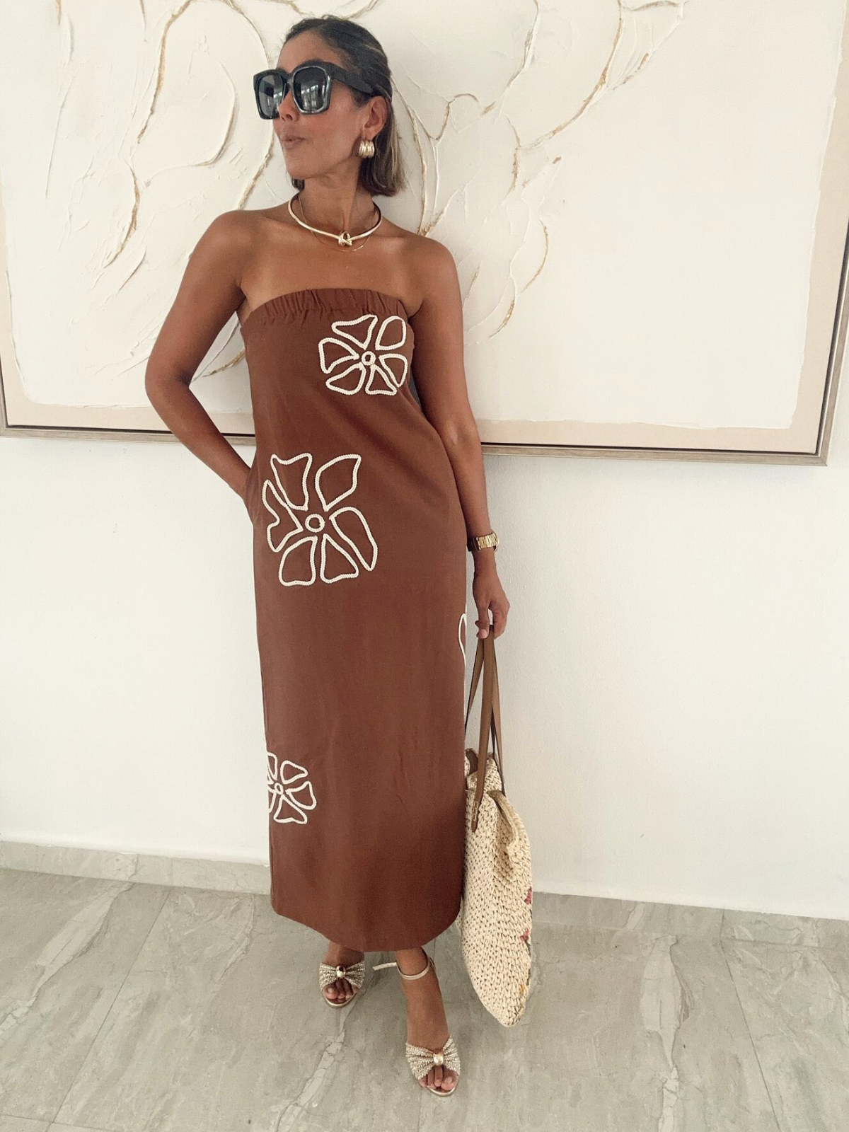 Serafina Embroidered Midi Dress