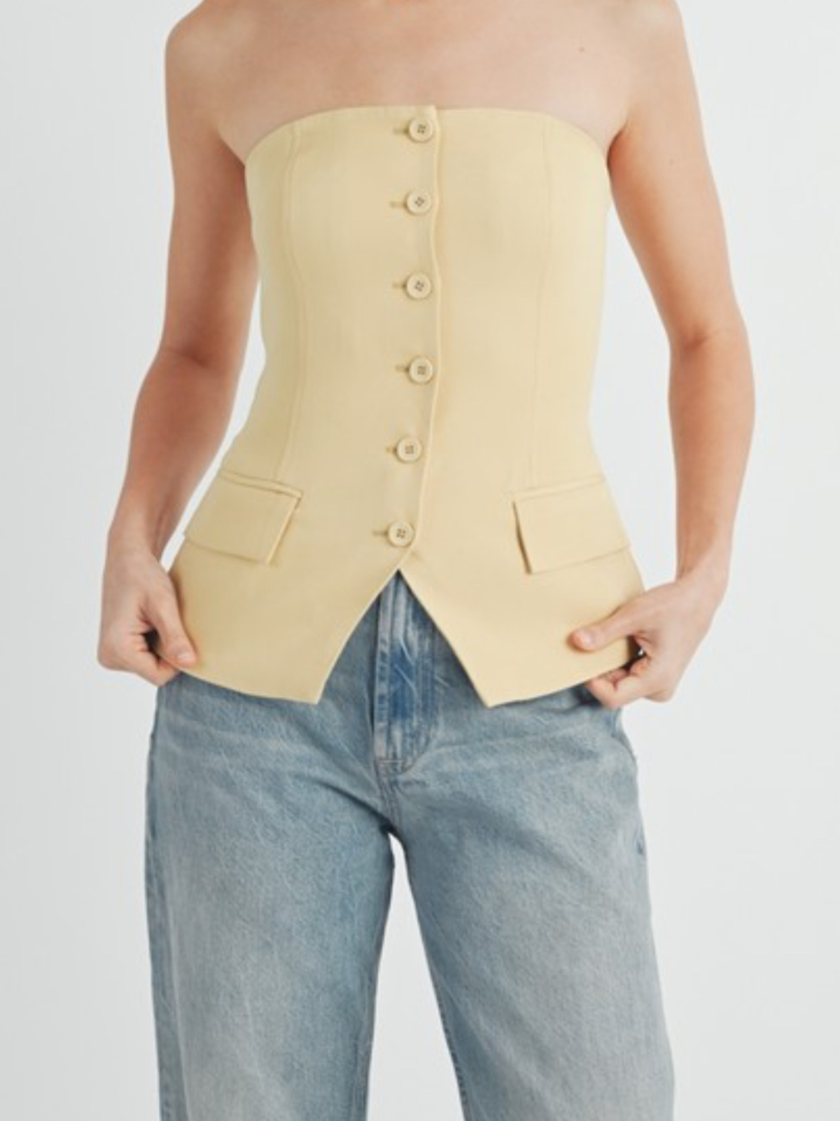 Buttercream Buttoned Corset Top