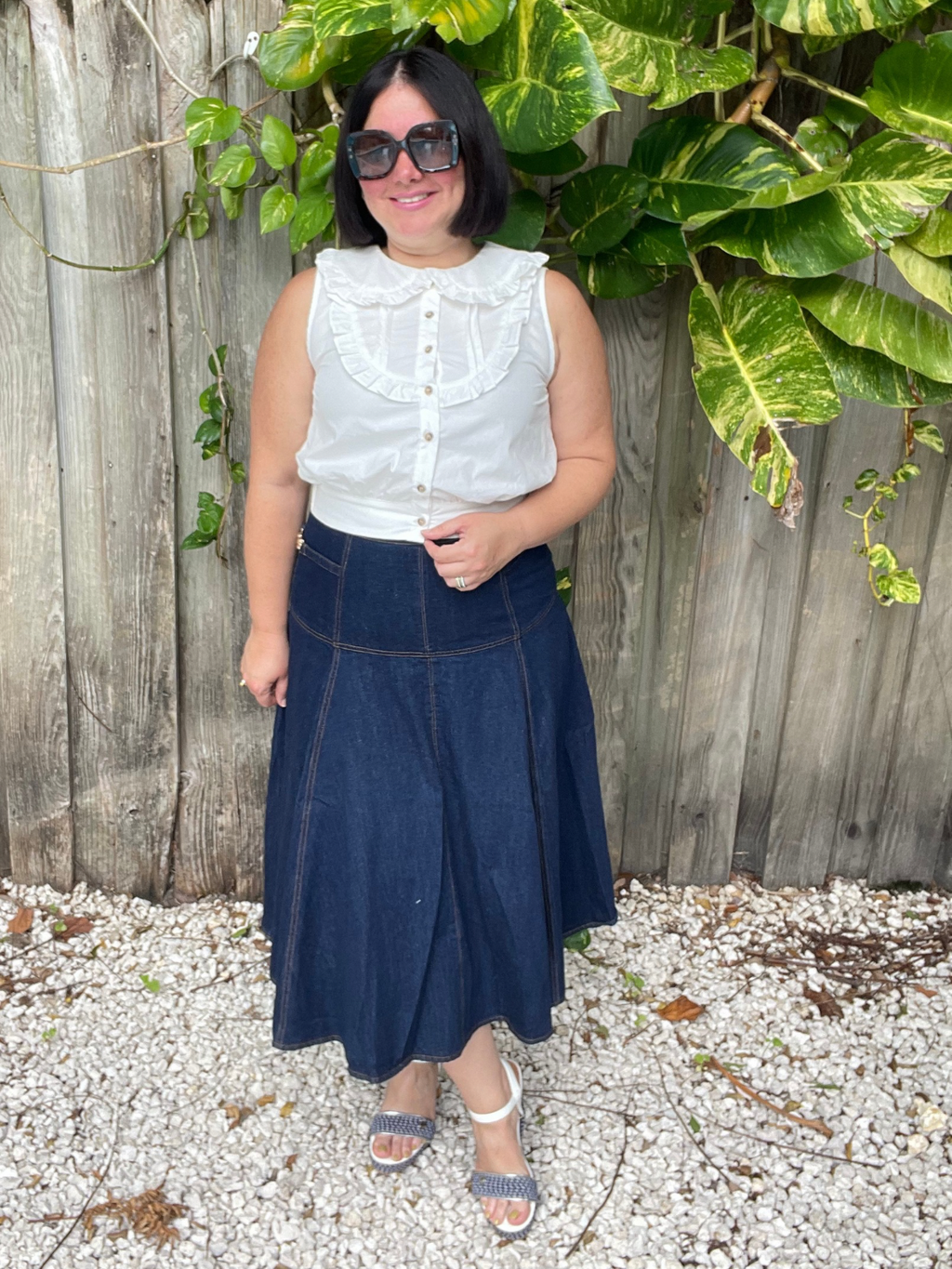 Ruffled Bib Collar Top