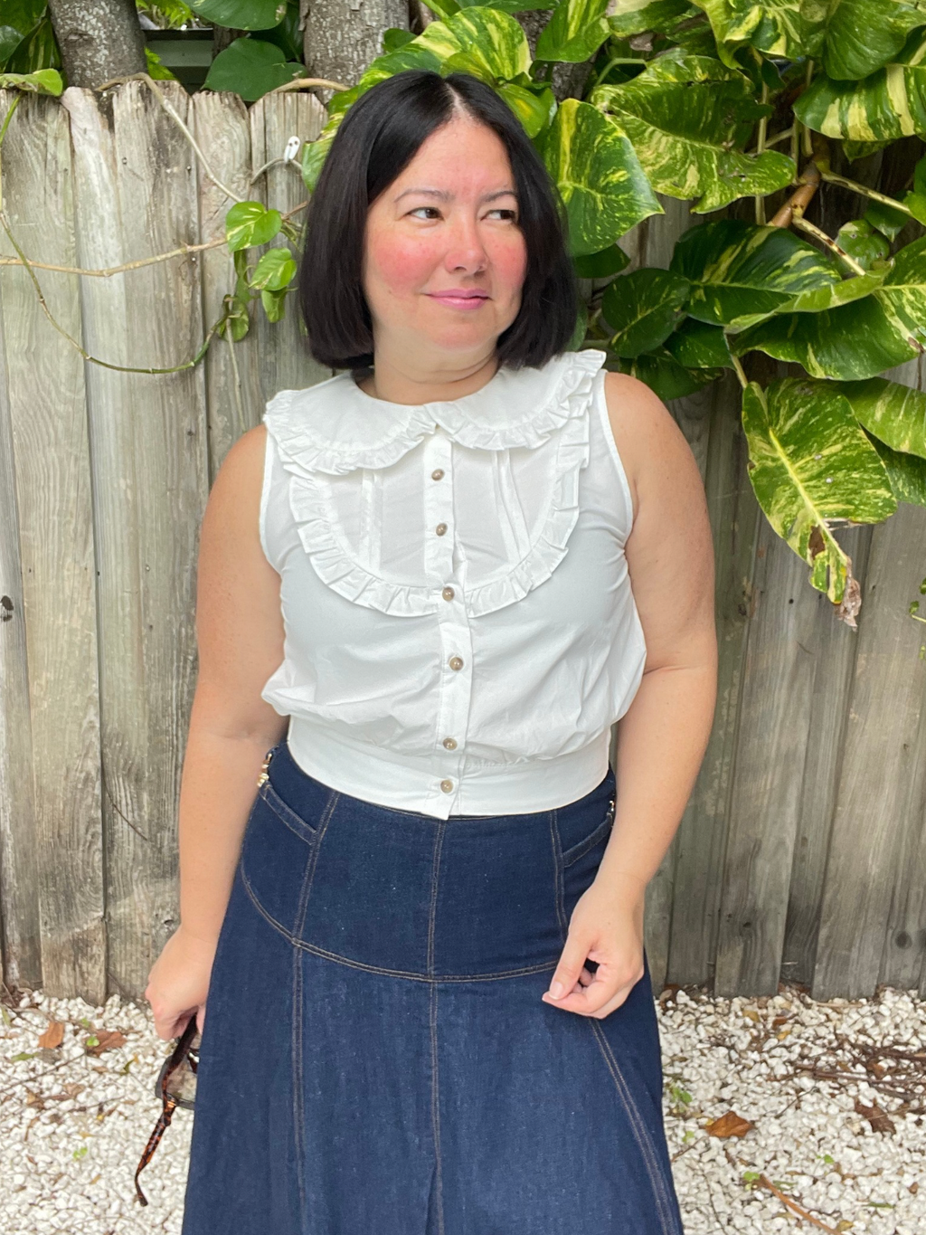 Ruffled Bib Collar Top