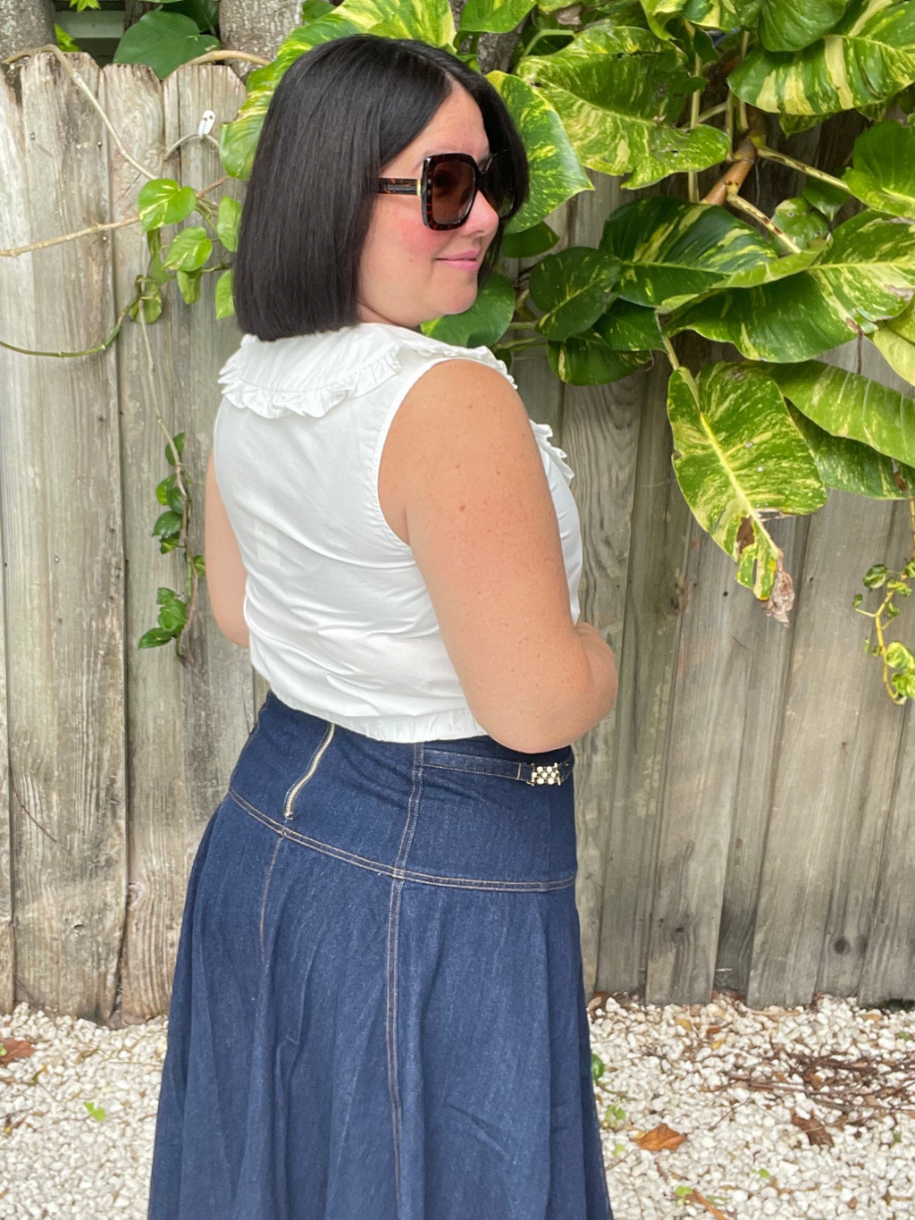 Ruffled Bib Collar Top