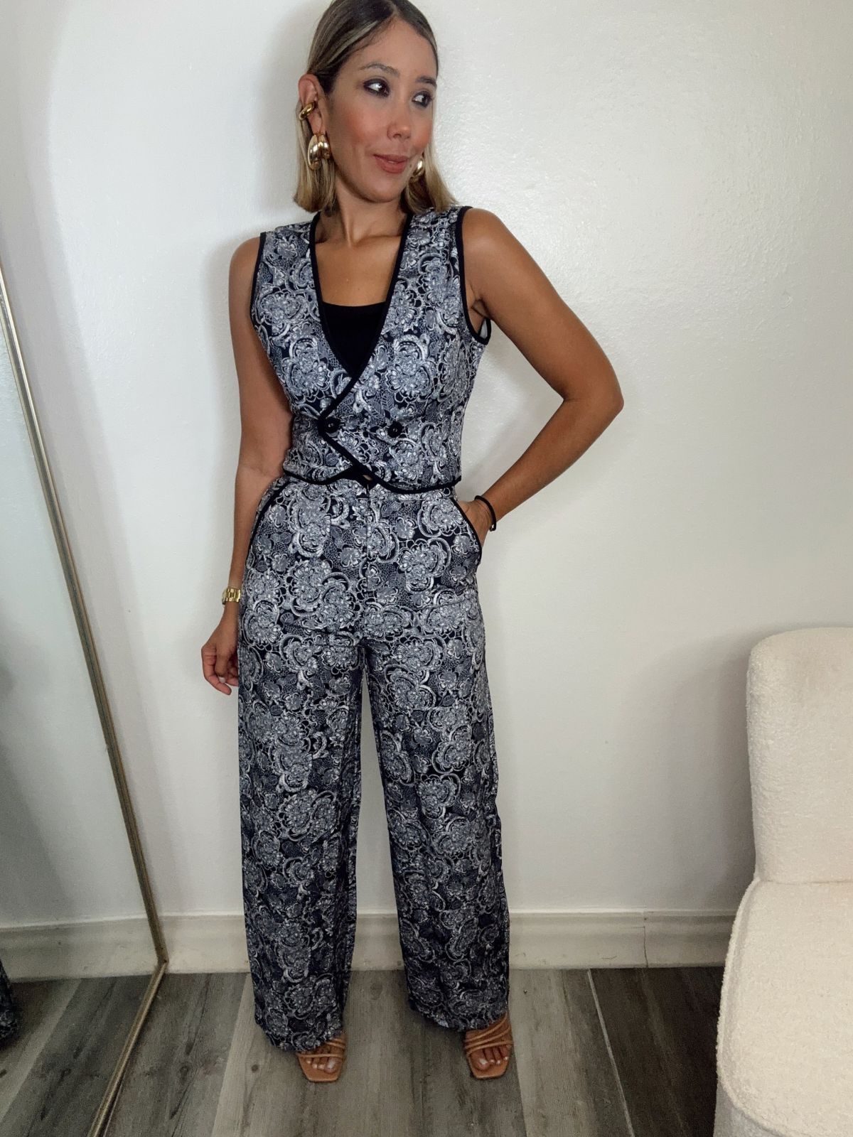 Pamela Printed Vest and Pants Set
