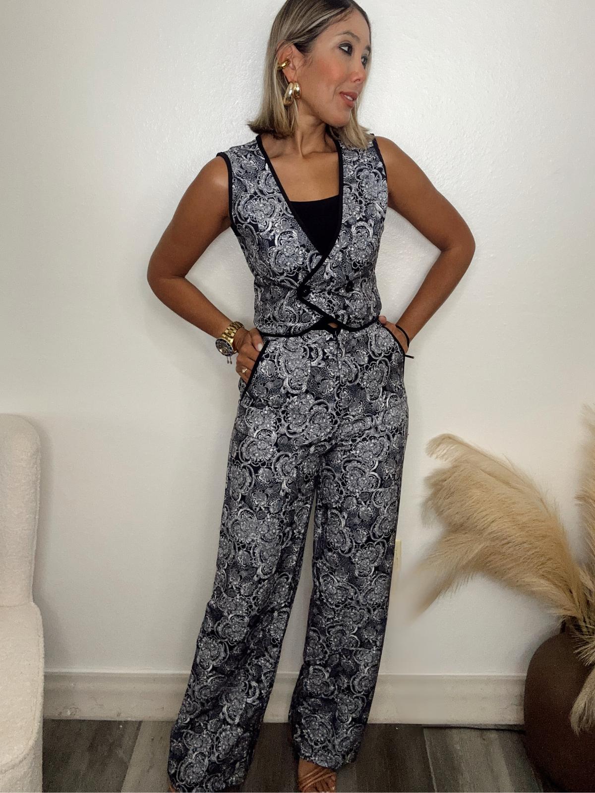 Pamela Printed Vest and Pants Set