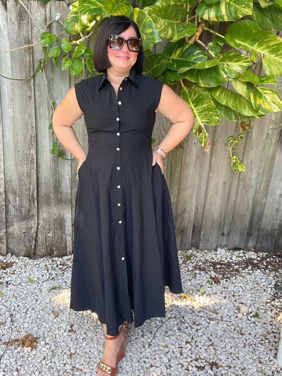 The Power Move Button Down Midi Dress