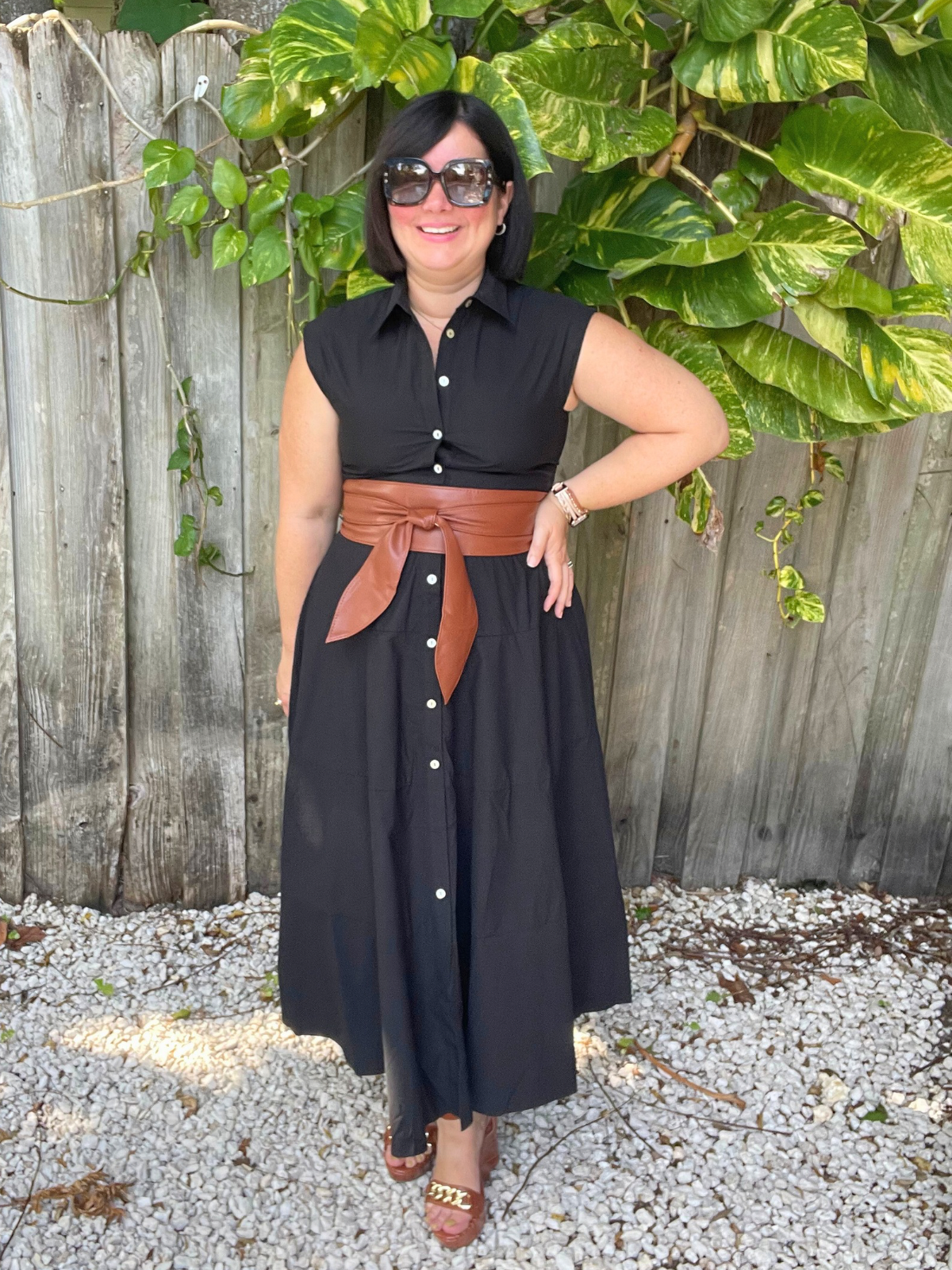 The Power Move Button Down Midi Dress