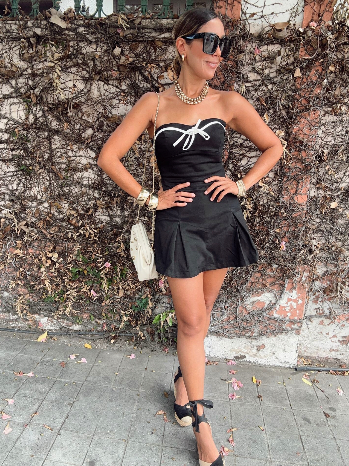 The Bow Effect Strapless Skort Romper