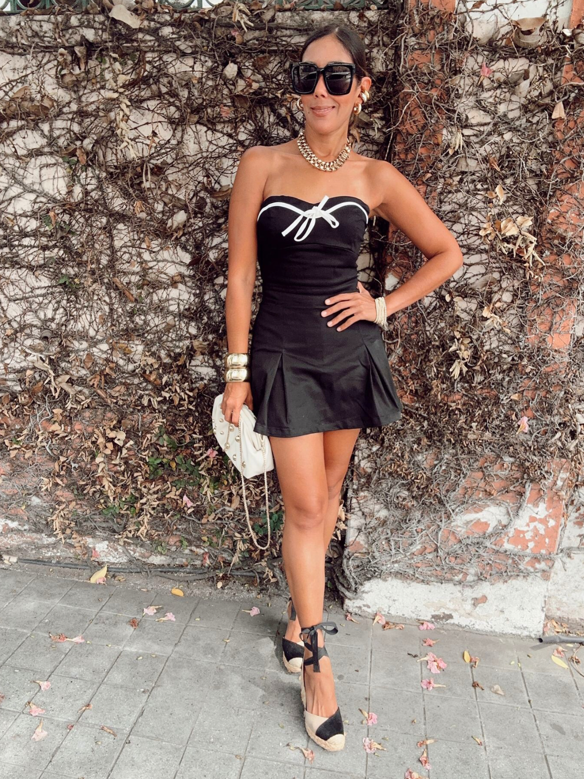 The Bow Effect Strapless Skort Romper