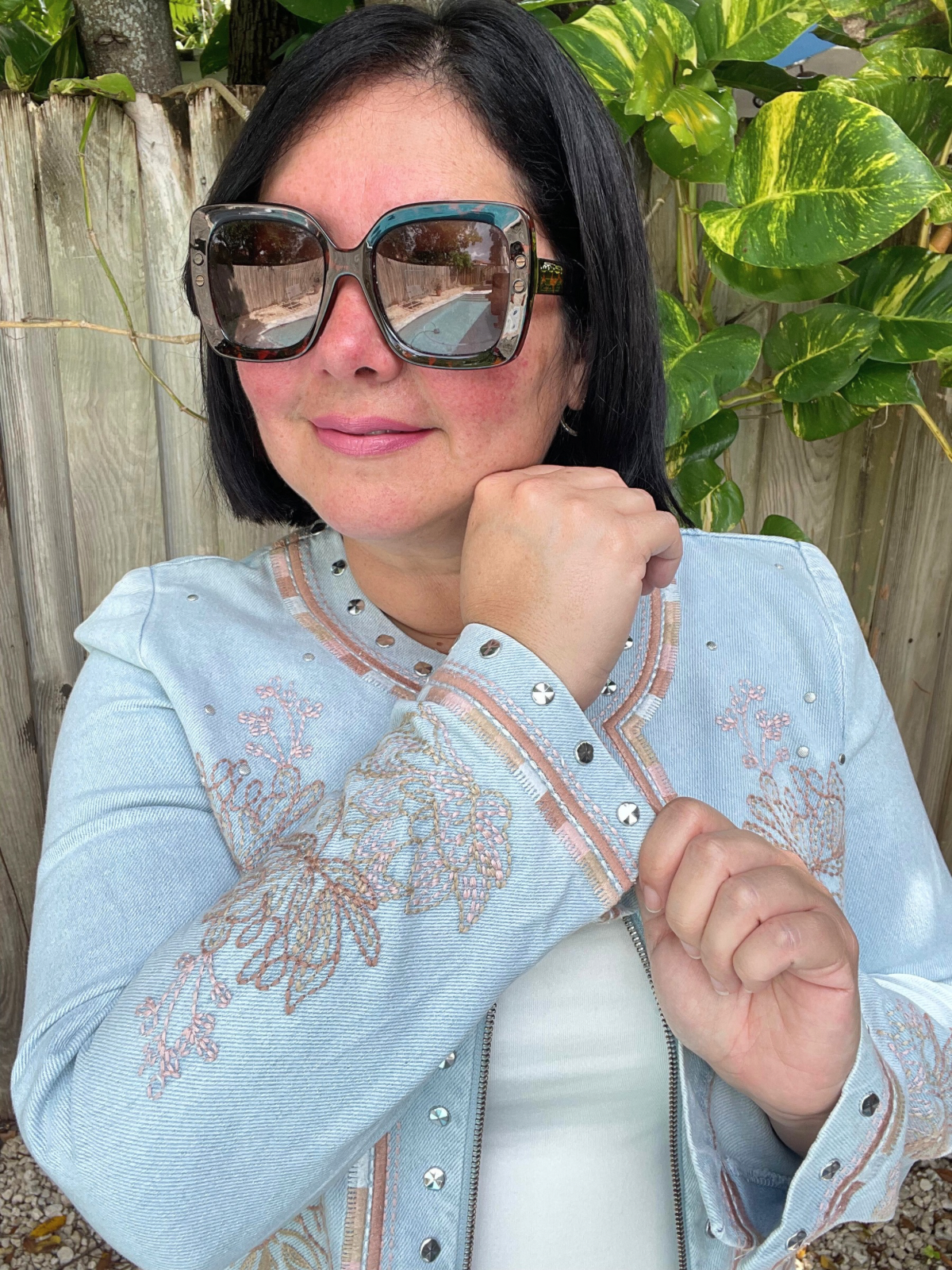 Studs & Petals Light Wash Denim Jacket