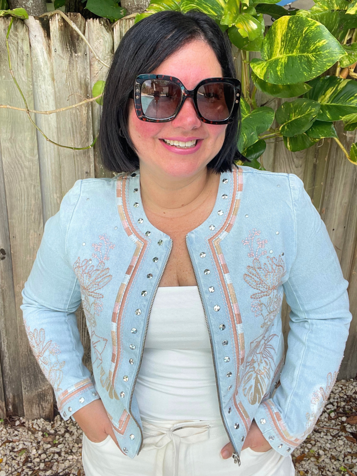 Studs & Petals Light Wash Denim Jacket