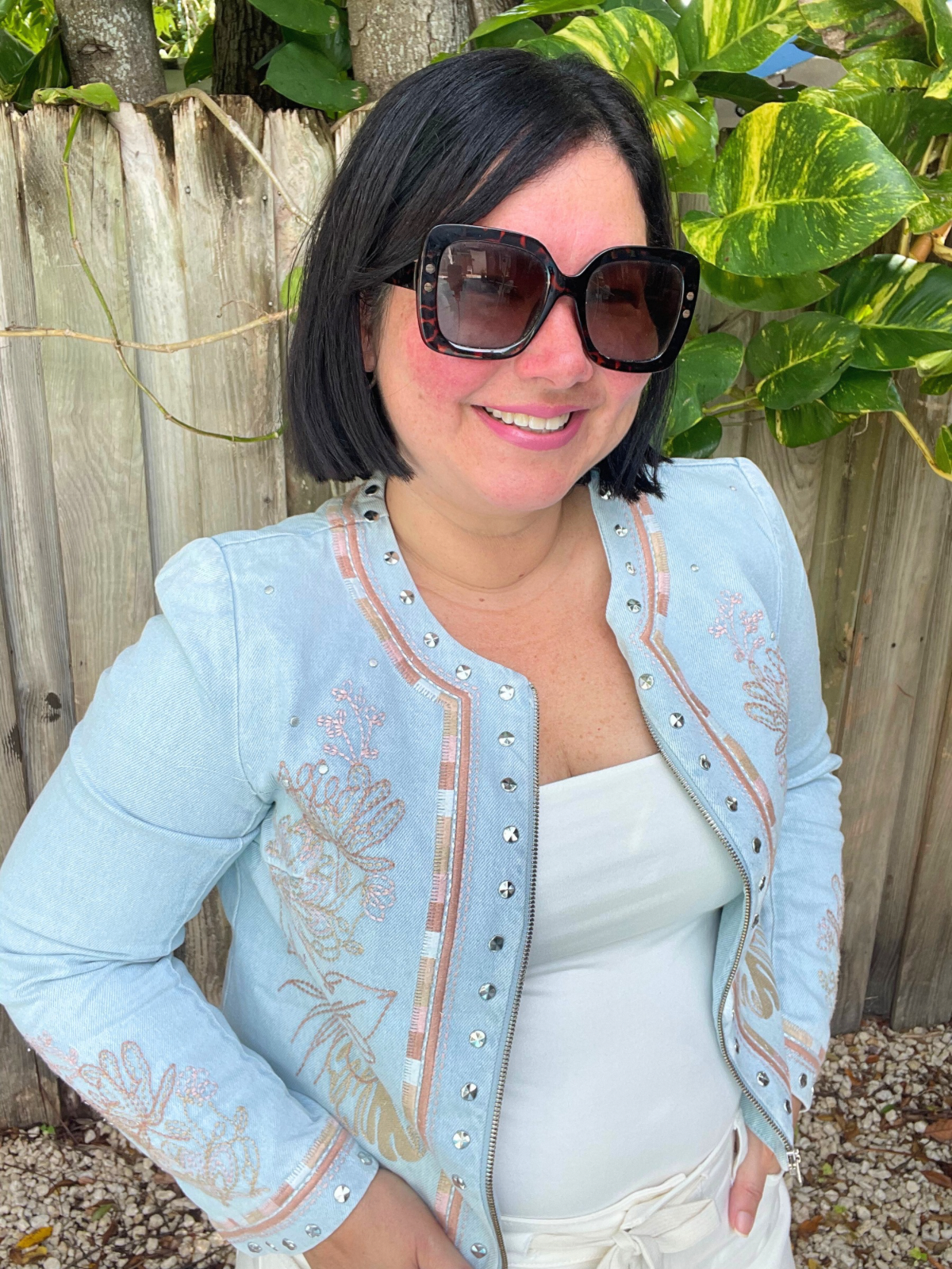 Studs & Petals Light Wash Denim Jacket