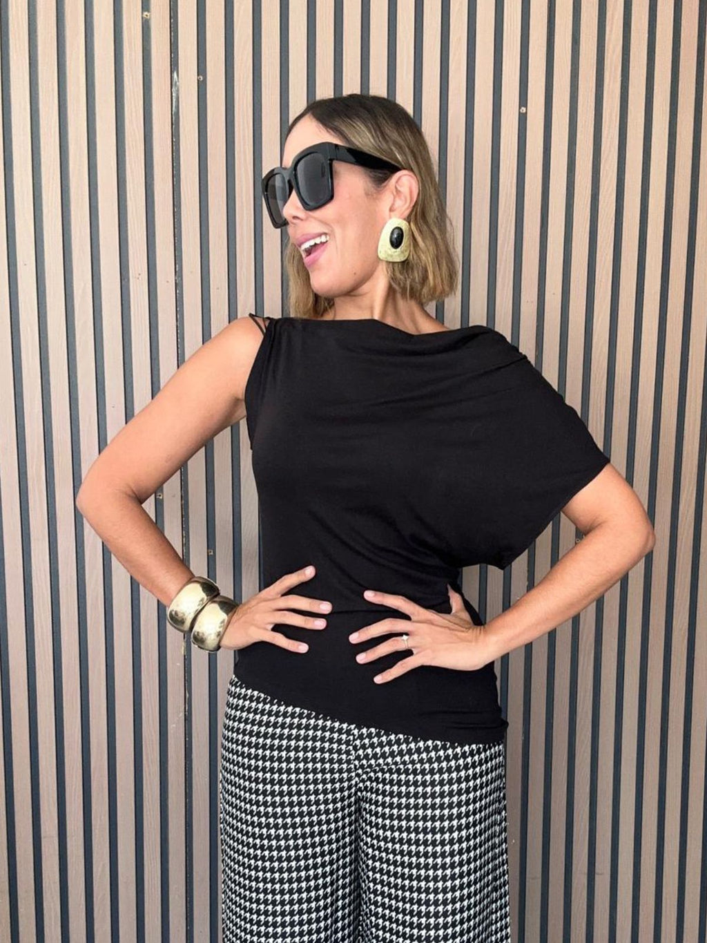 The Sable Asymmetrical Drape Top