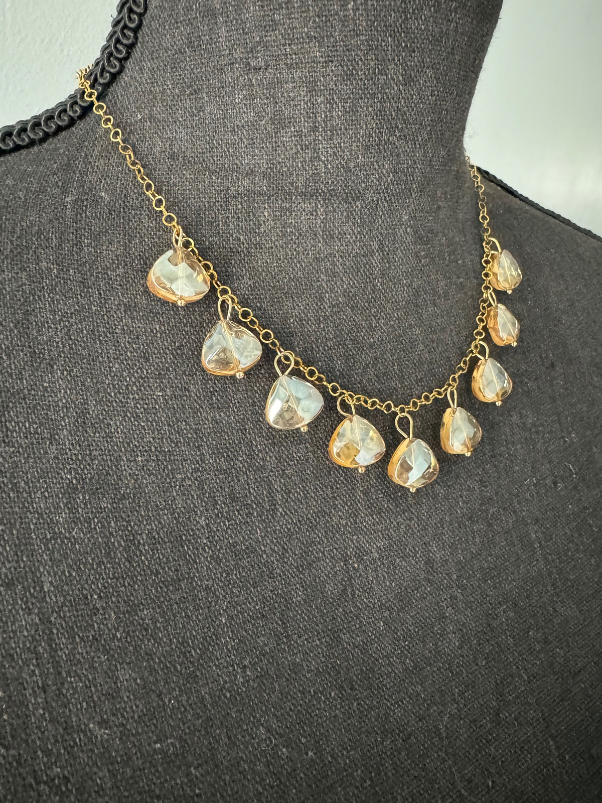 Golden Teardrop Charm Necklace and Bracelet