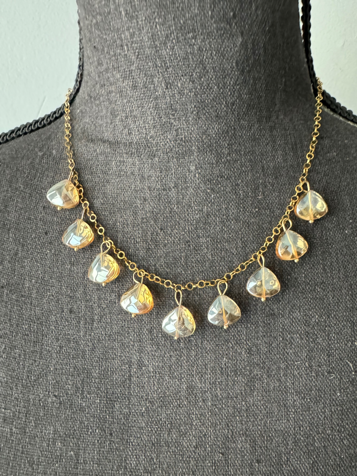 Golden Teardrop Charm Necklace and Bracelet