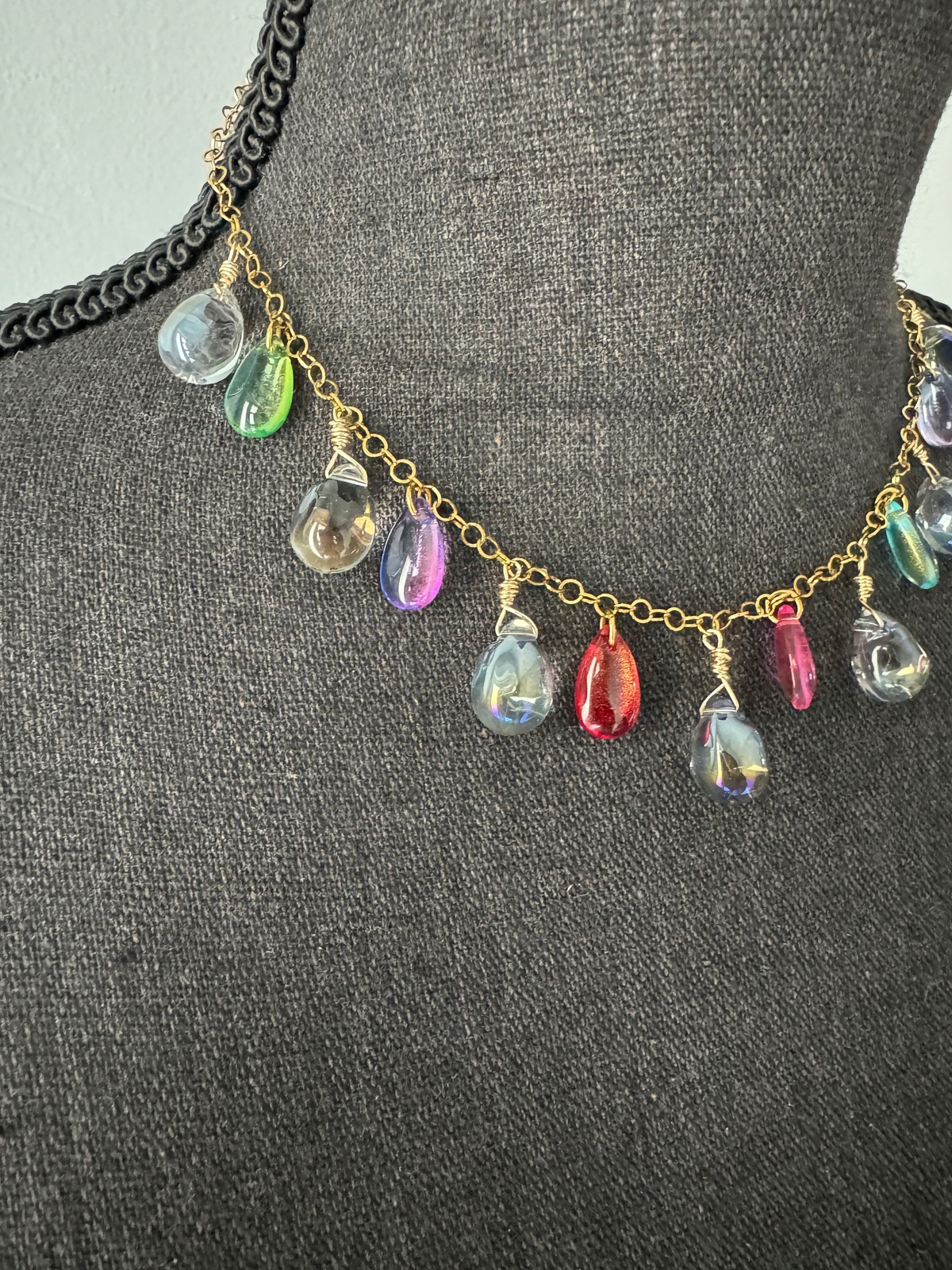 Rainbow Raindrop Necklace and Bracelet
