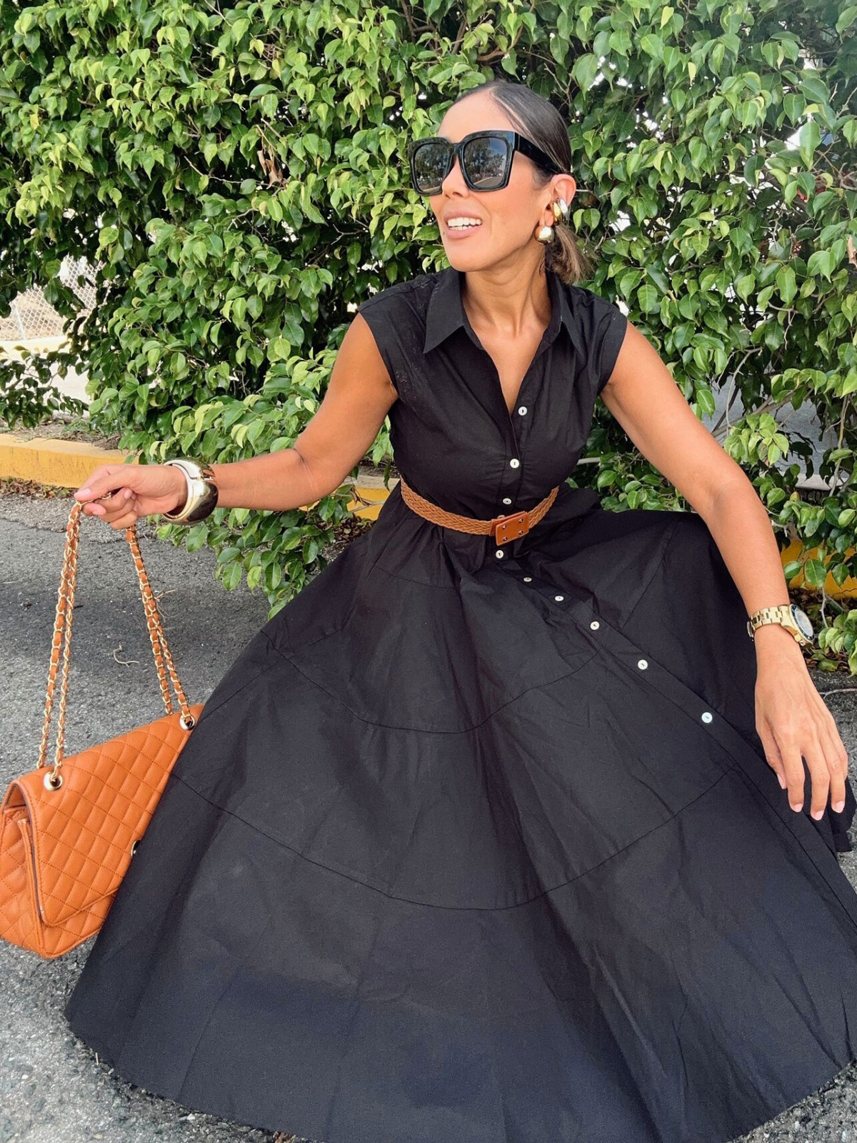 The Power Move Button Down Midi Dress