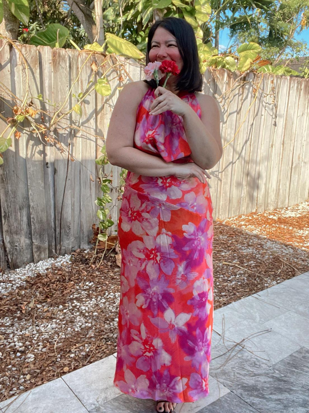 Petal Martini Draped Halter Neck Maxi Dress