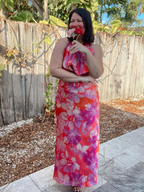 Petal Martini Draped Halter Neck Maxi Dress