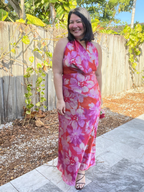 Petal Martini Draped Halter Neck Maxi Dress