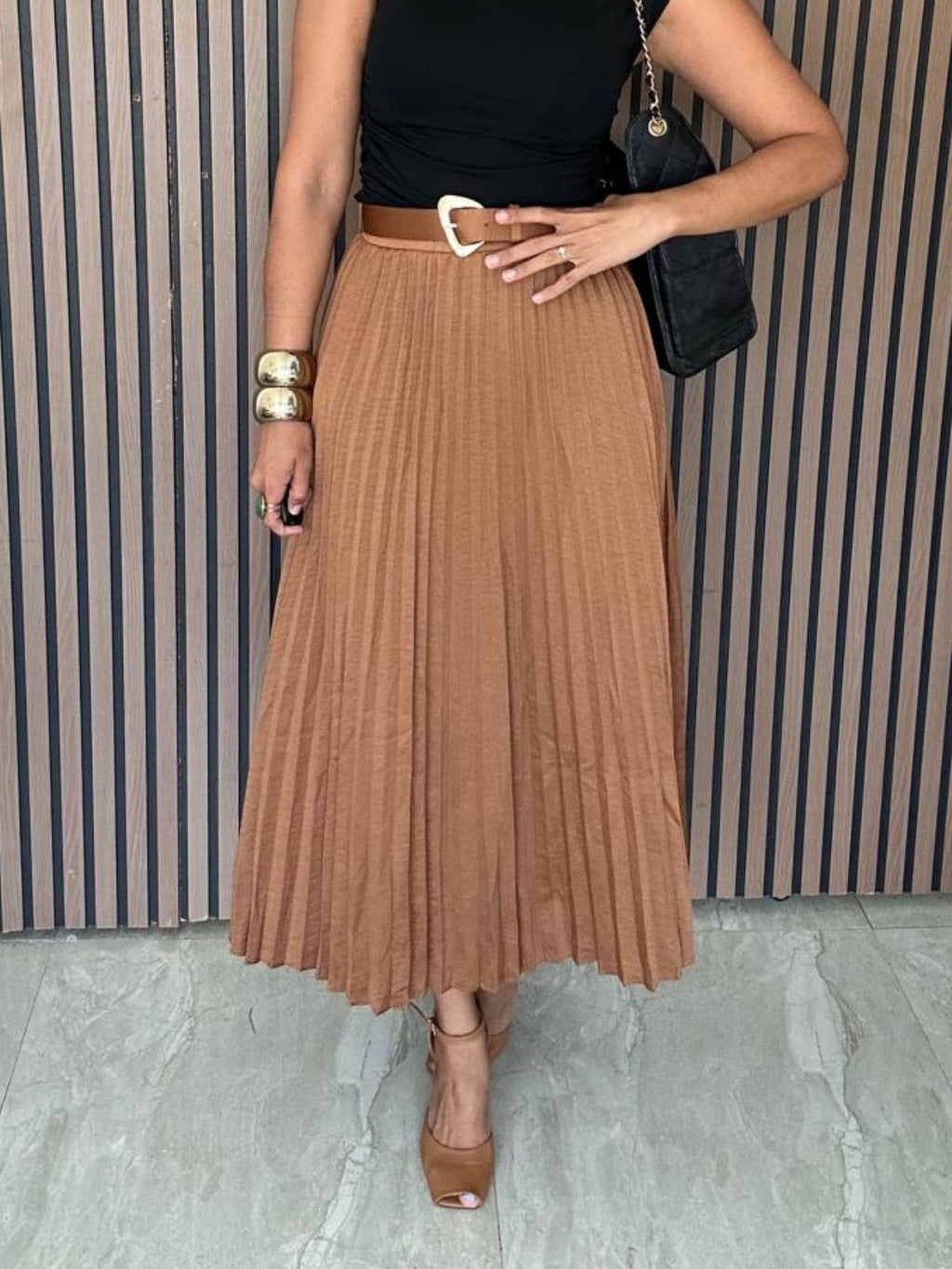 The Walk With Me Midi Pleated Skirt