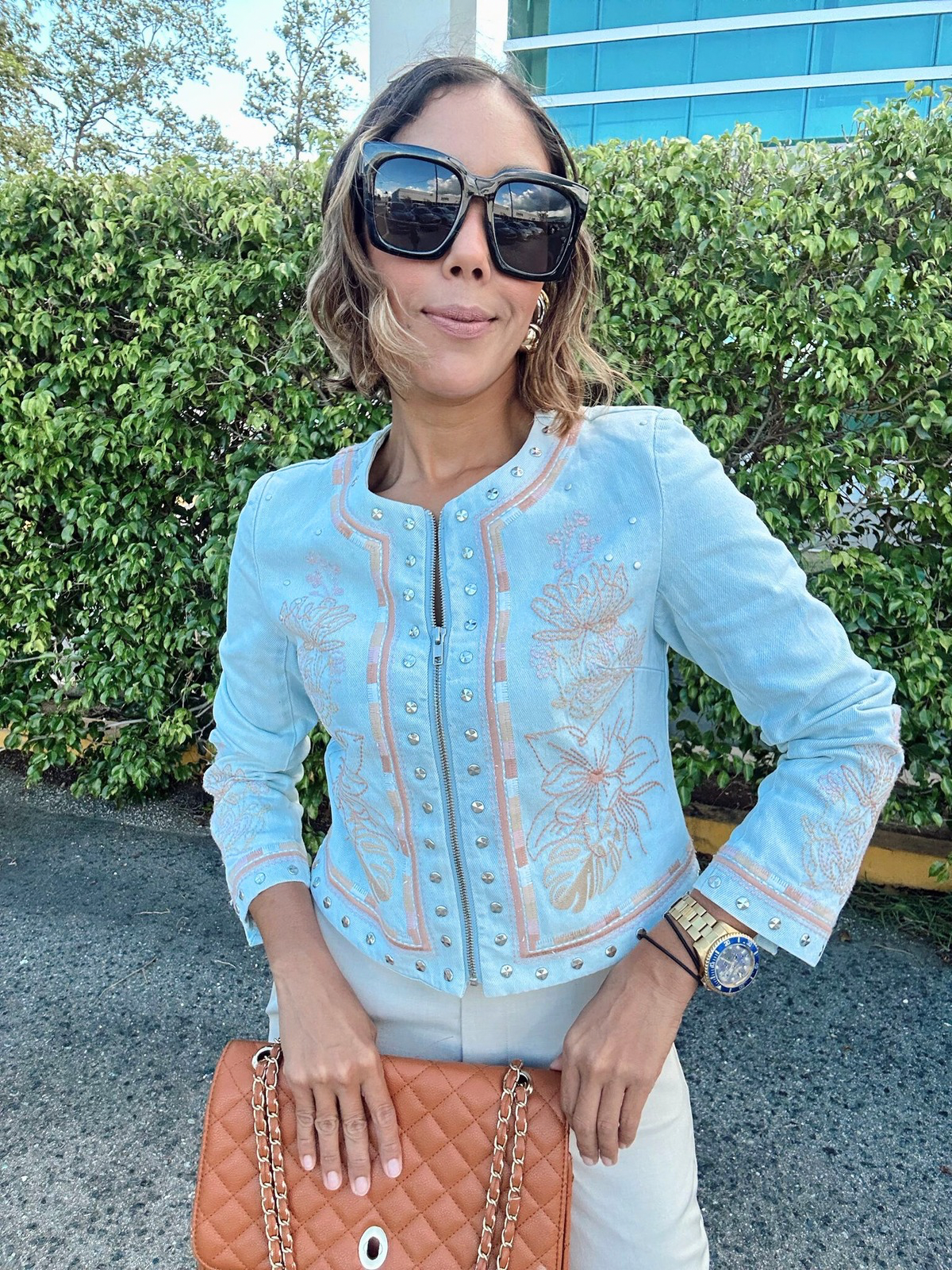 Studs & Petals Light Wash Denim Jacket