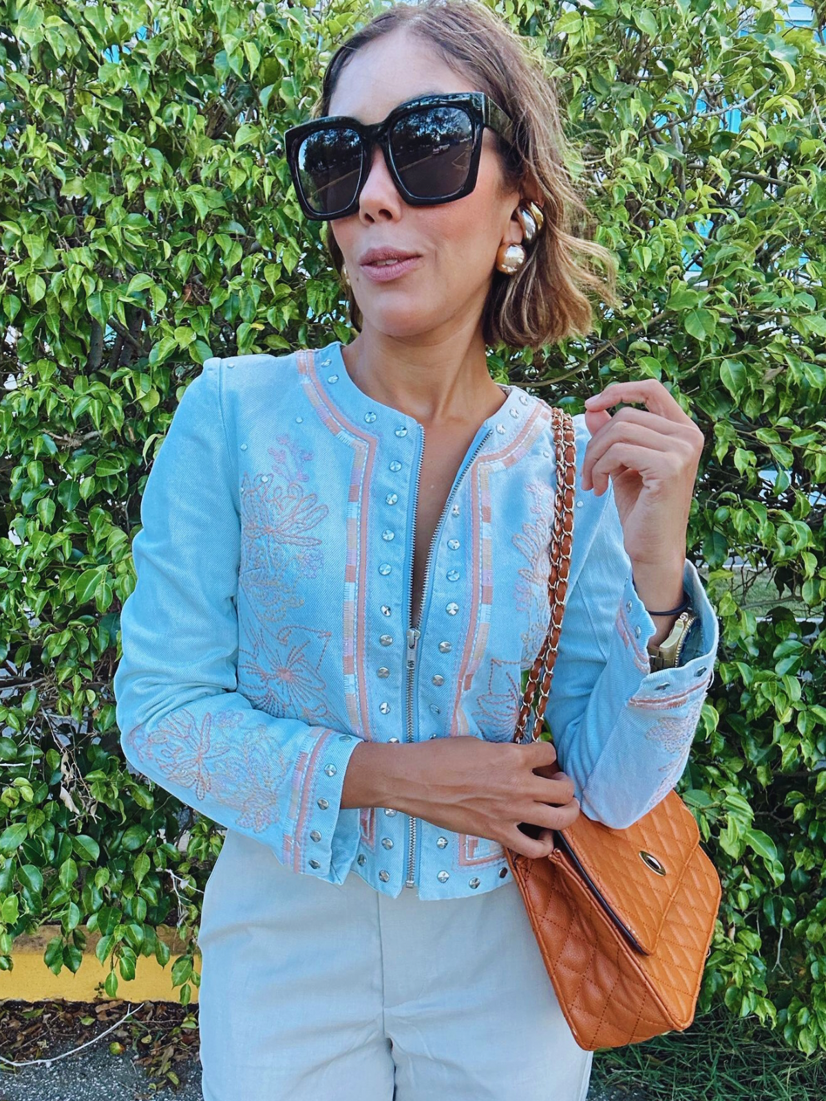 Studs & Petals Light Wash Denim Jacket