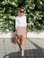 High-Waisted Houndstooth Pattern Mini Skirt