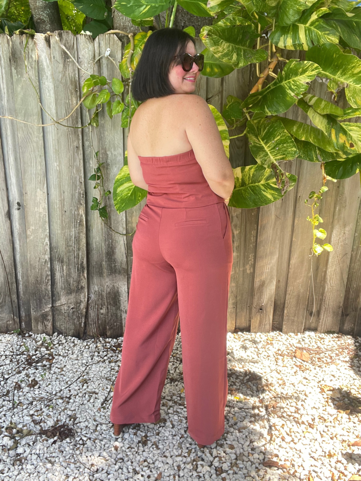 Polished Presence Crop Top And Wide Leg Pants Set