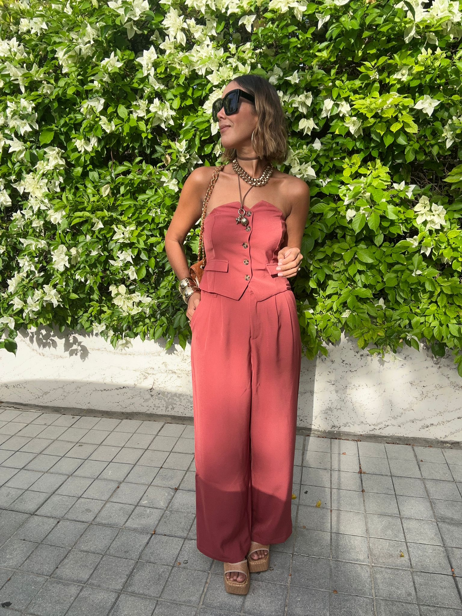 Polished Presence Crop Top And Wide Leg Pants Set