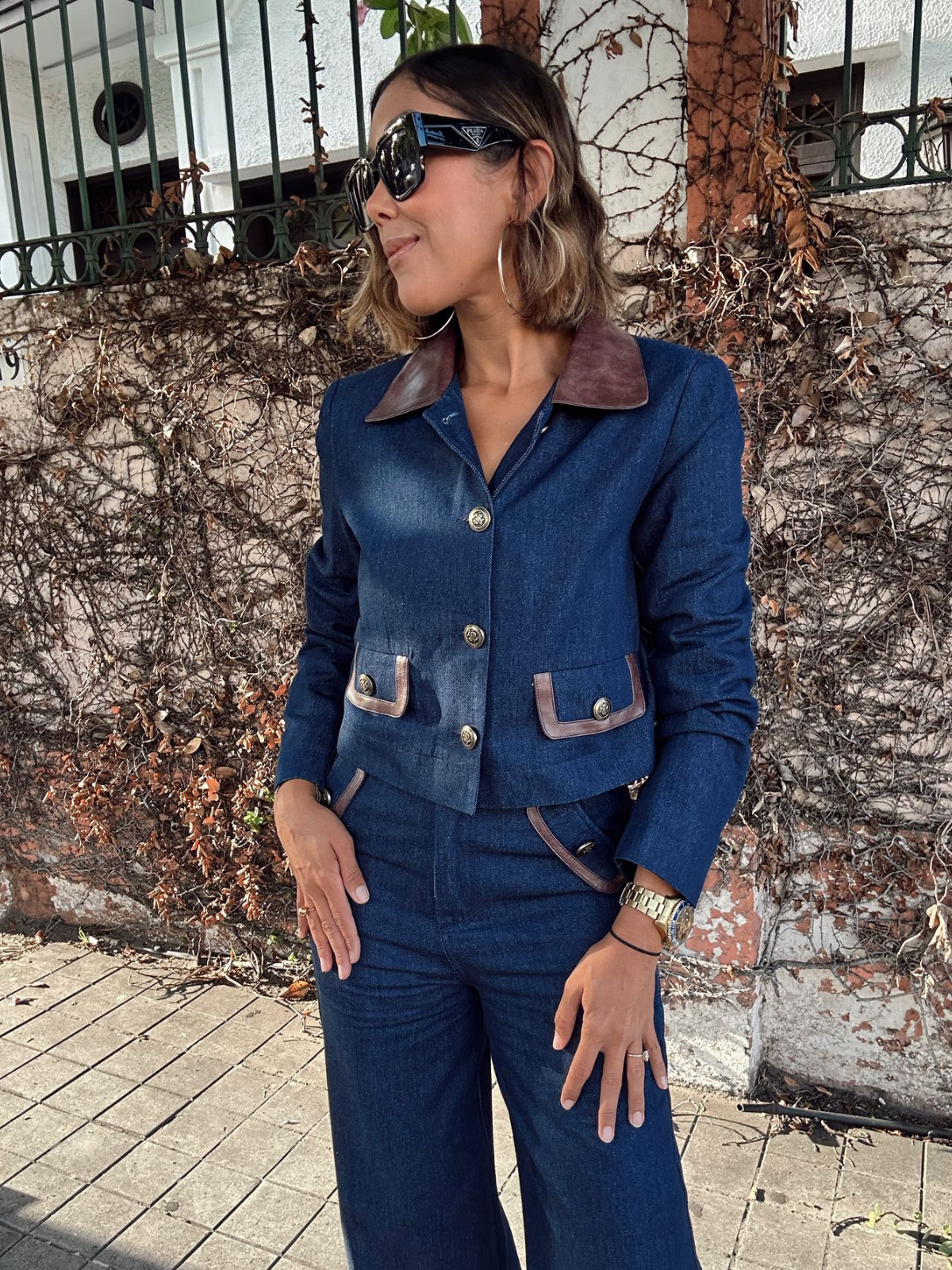 Brielle Contrast Trim Denim Jacket