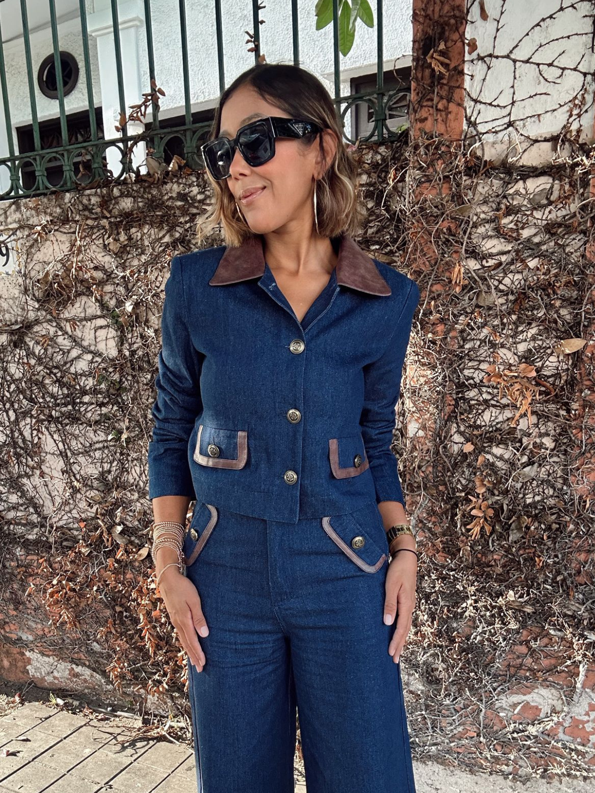 Brielle Contrast Trim Denim Jacket