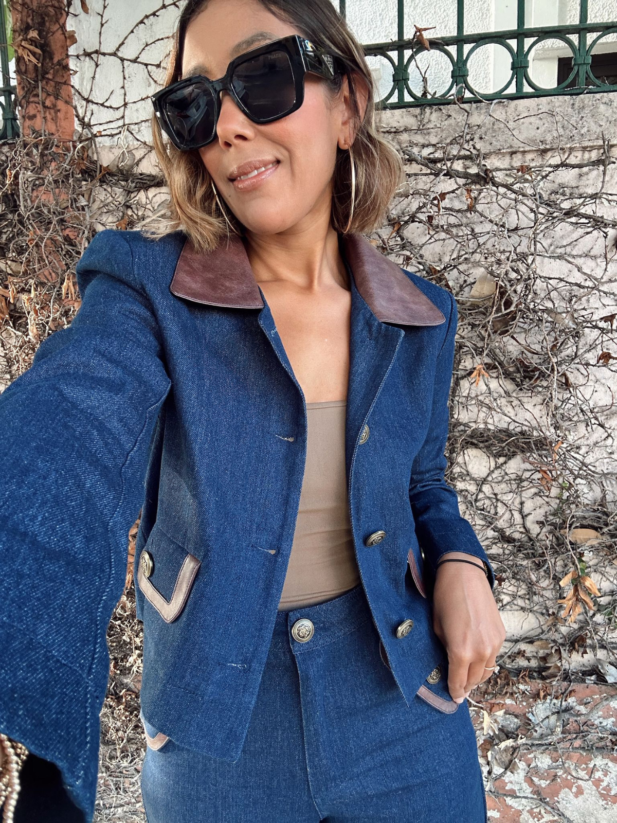 Brielle Contrast Trim Denim Jacket