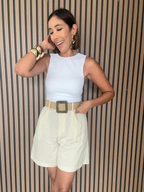Anabella Belted Tailored Mid-Length Shorts