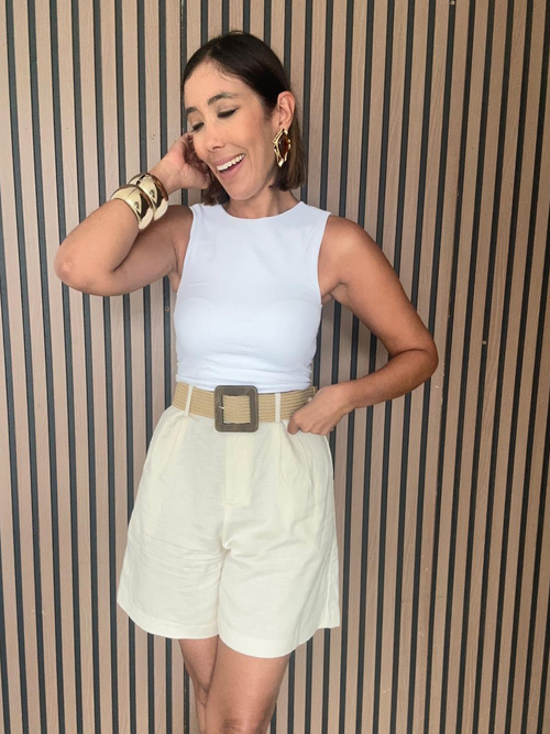 Anabella Belted Tailored Mid-Length Shorts