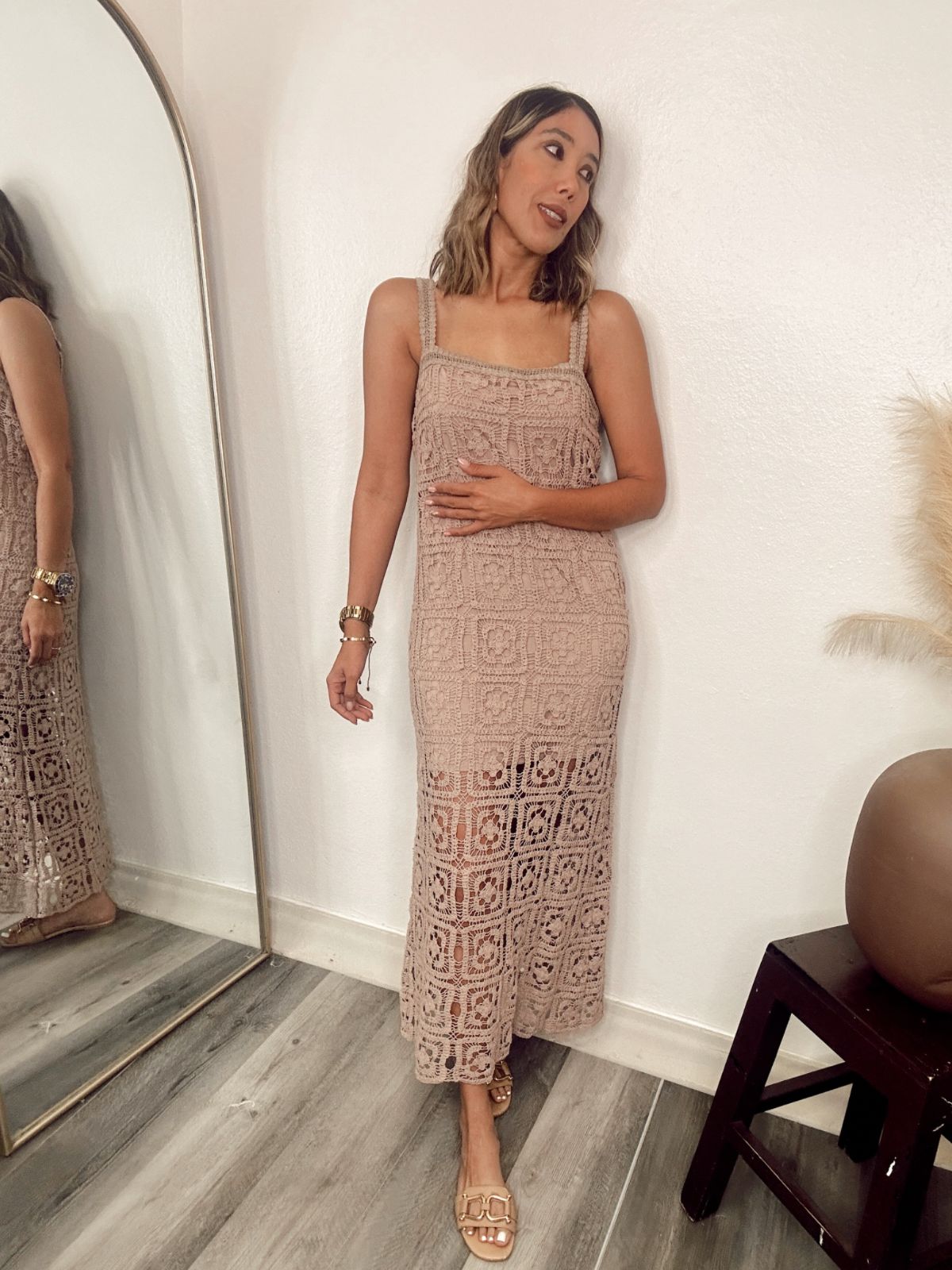 Jennifer Cotton Crochet Midi Dress