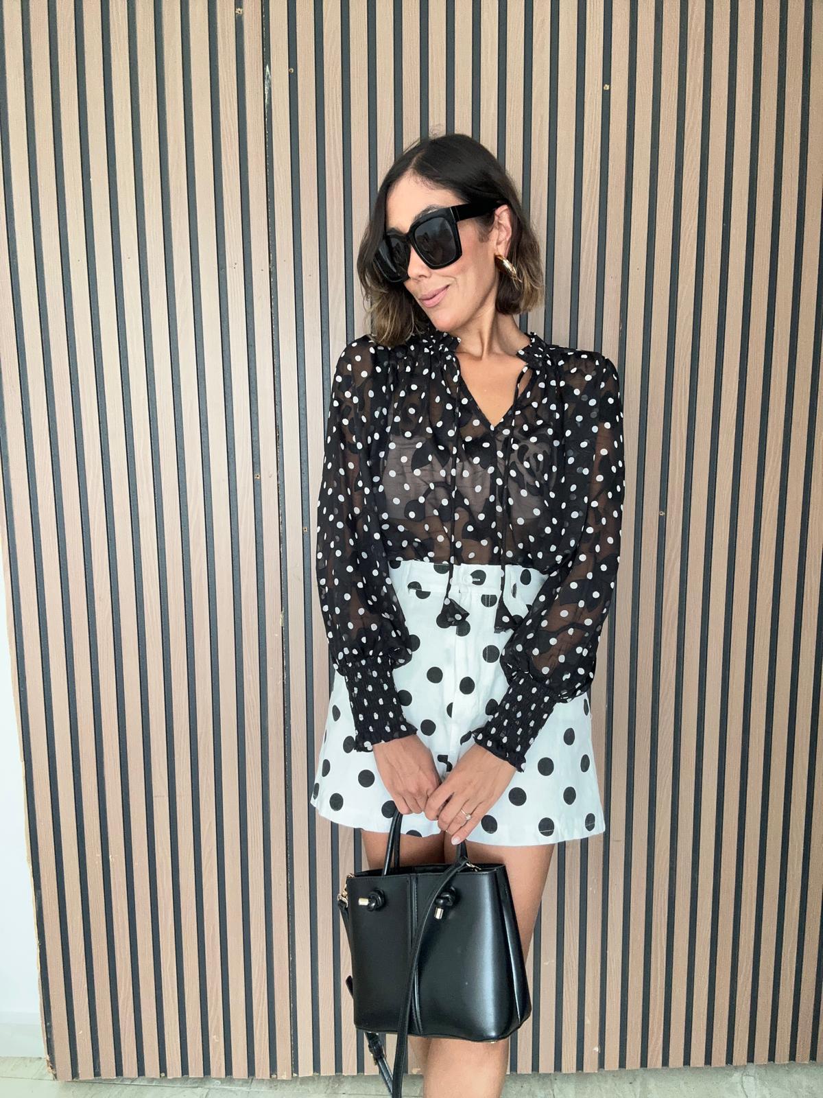 Properly Trendy Polka Chiffon Blouse