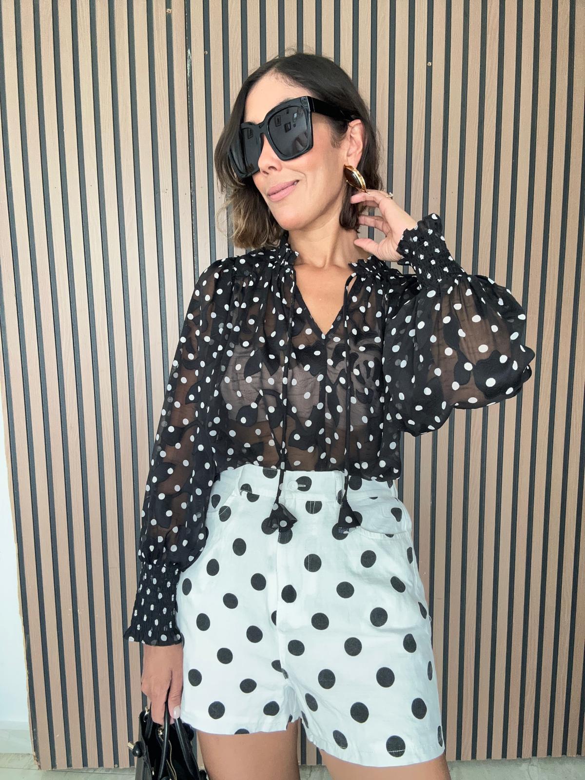 Properly Trendy Polka Chiffon Blouse