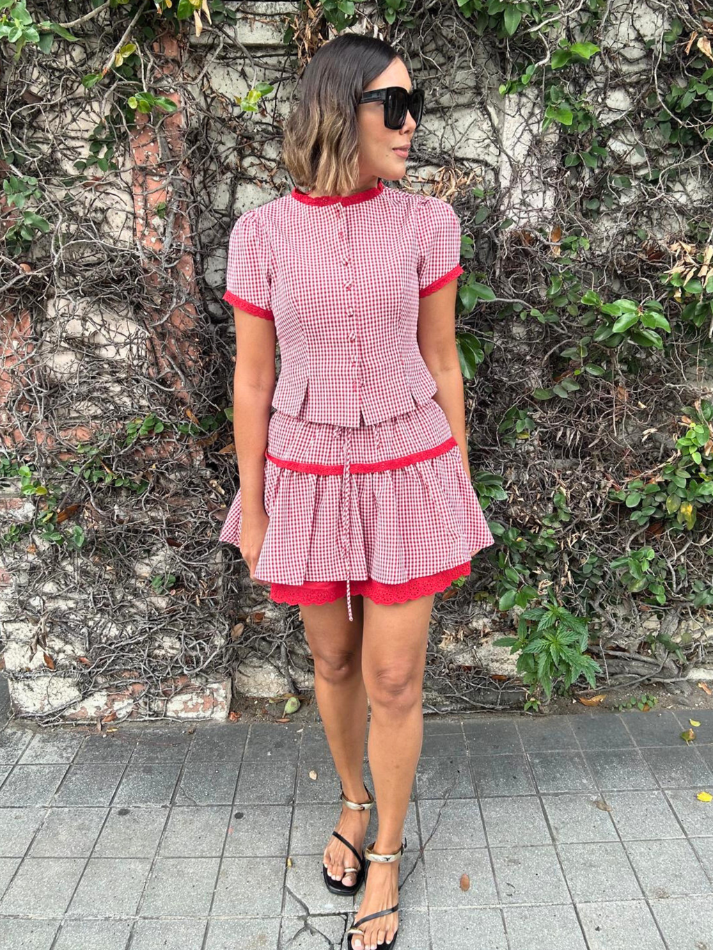 Lola Gingham Crop Top & Skirt Set