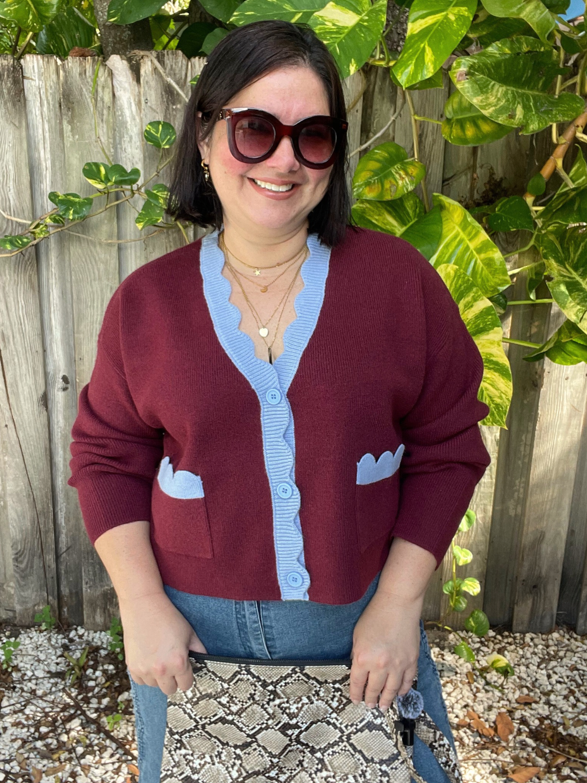 Ruby Scallop Trim Cardigan